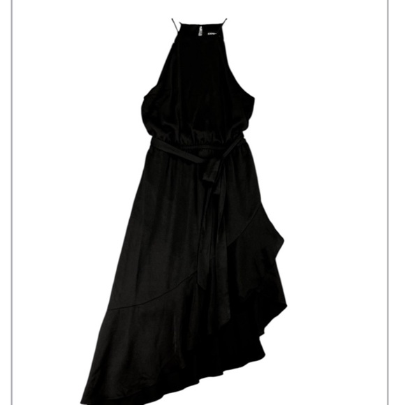 Express Asymmetric Hem Dress Women's Sz M Black Halter Ruffle Whimsigoth - Picture 9 of 11